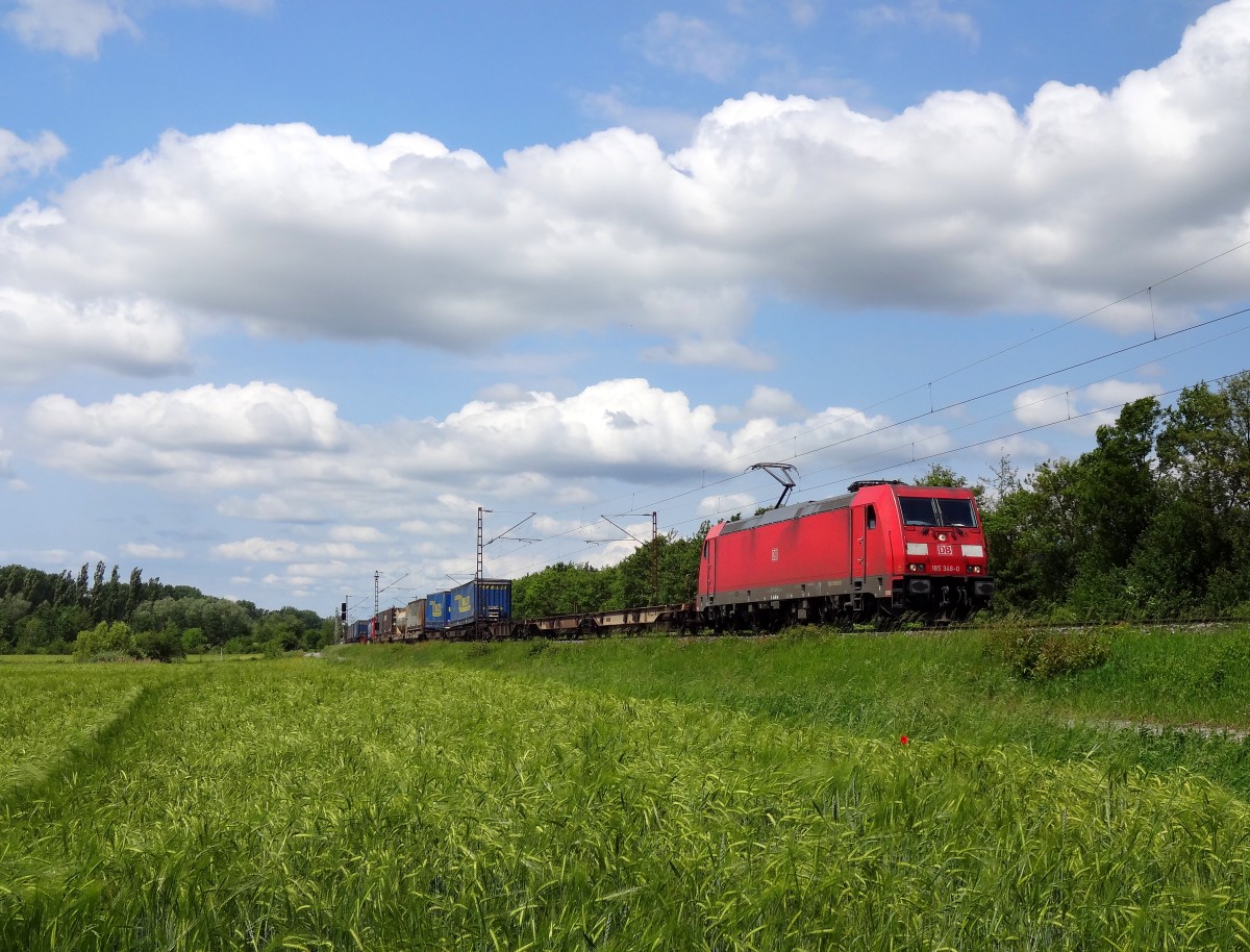 Standartstelle Thüngersheim? Nein Danke. 
So fuhr 185 348 mit einem KLV vor wenigen Minuten durch Thüngersheim in richtung Würzburg. 
