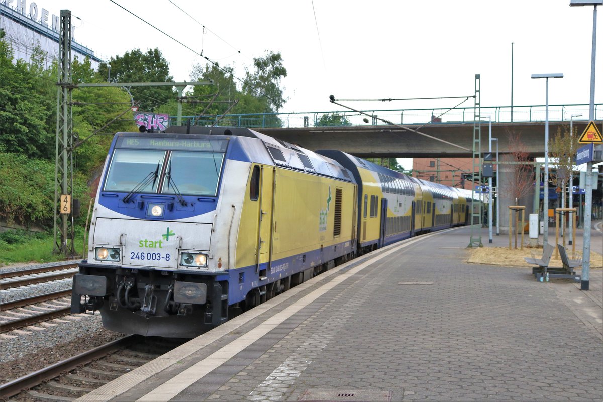 START Bombardier Traxx DE 246 003-8 mit dem RE5 nach Cuxhaven am 16.07.19 in Hamburg Harburg 