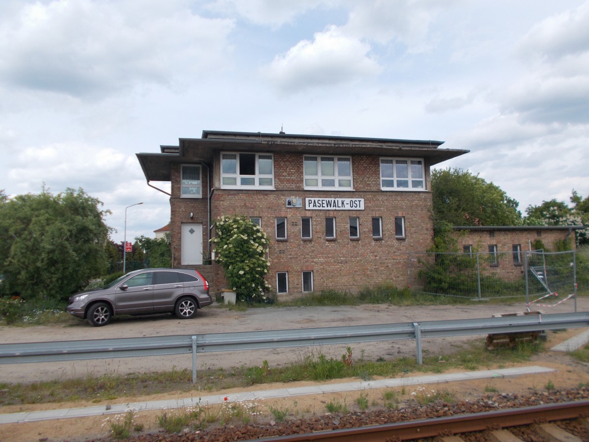 Stellwerk in Pasewalk Ost,an der Strecke Pasewalk-Szczecin,am 31.Mai 2015.