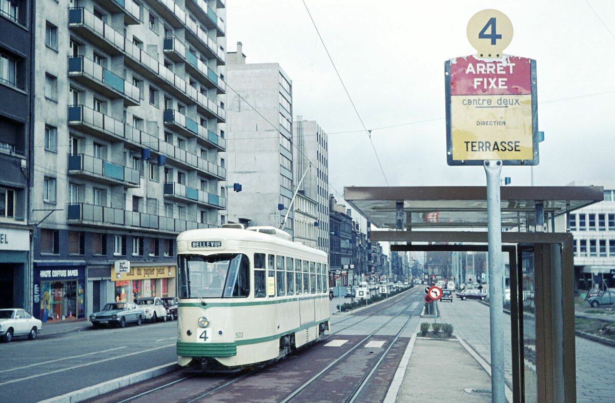 St.Etienne Tram 4x-Tw / motrice à 4 essieux; Centre Deux 03-04-1975