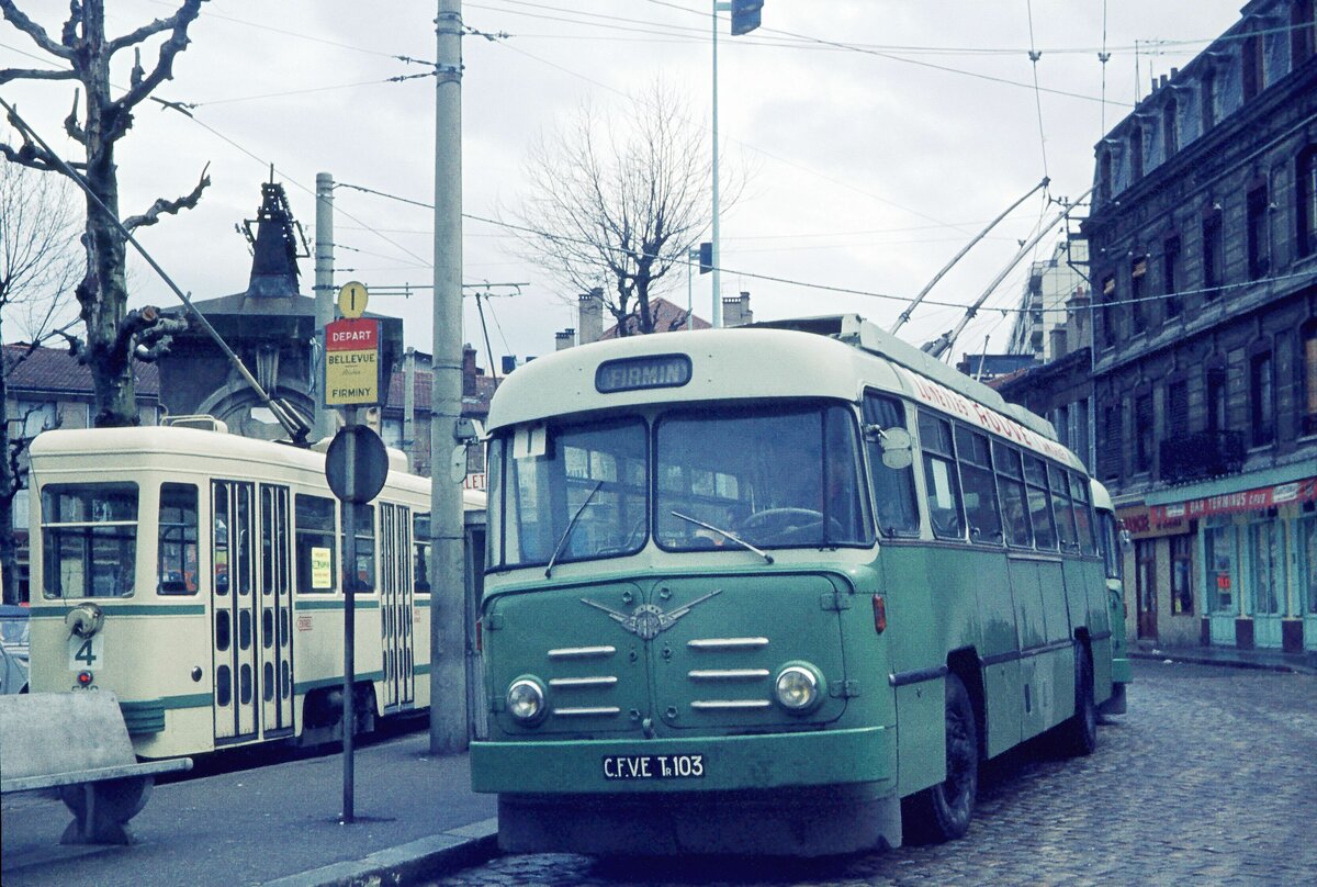 St.Etienne Trams+Trolleybus Bellevue_03-04-1975