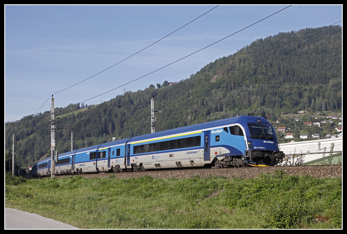 Steuerwagen 80-91 001 als RJ74 bei Kapfenberg am 20.09.2019.