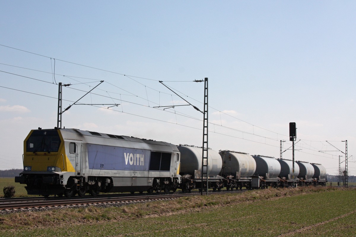 Stock 264 001 am 7.4.13 mit dem DGS 83834 von Kln-West nach Millingen Gbf in Neuss-Allerheiligen.