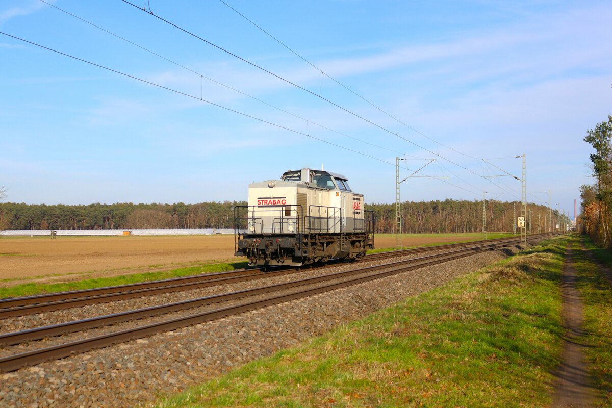 STRABAG 203 166-4 als Überführungsfahrt in Babenhausen auf der Rhein Main Bahn am 03.03.24