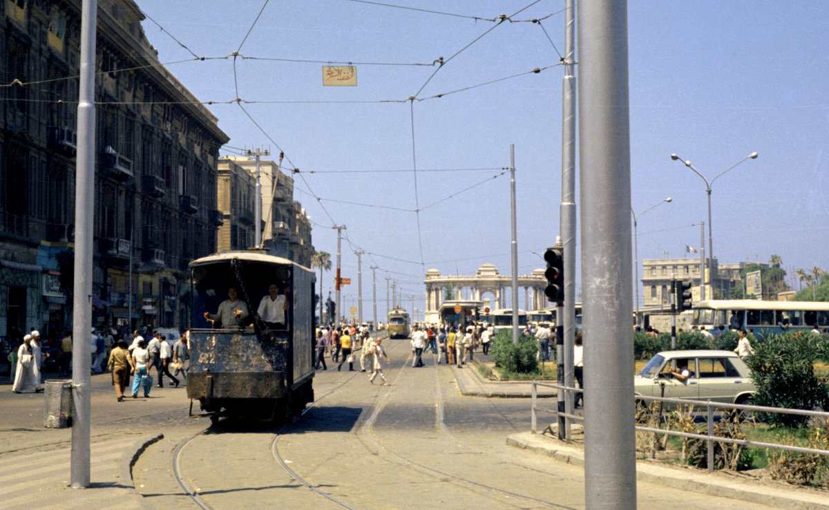 Straßenbahn Alexandria ATw 482 (?) am 10. Juni 1974. - Scan eines Farbnegativs. Film: Alfochrome-Ringfoto (= Sakuracolor R-100?). Kamera: Kodak Retina Automatic II.