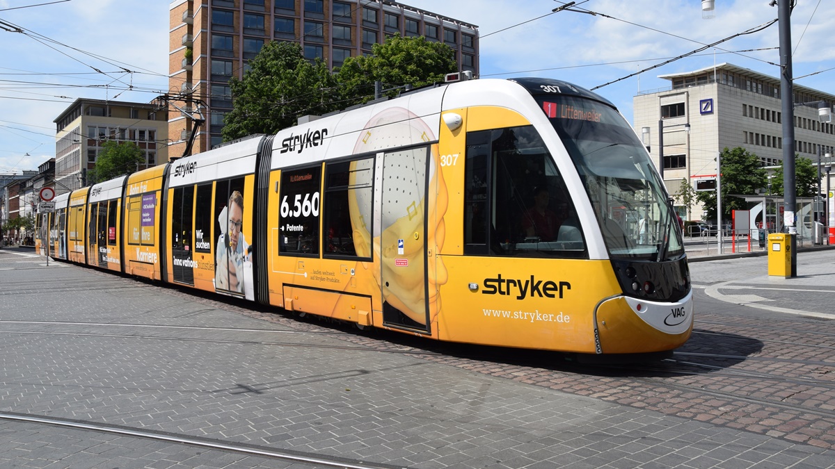 Straßenbahn CAF Urbos Nr. 307 - Aufnahme am 21.07.2019