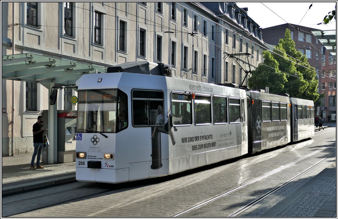 Strassenbahn Würzburg. GT-E 208. (27.05.2019)