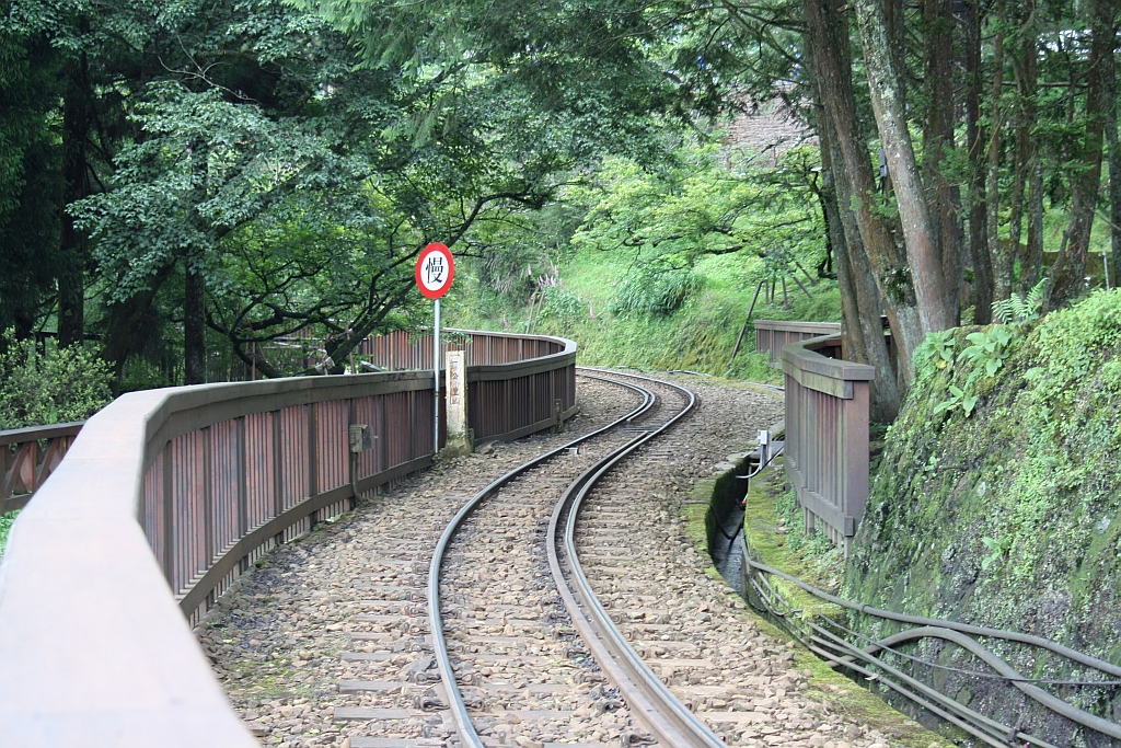Streckenabschnitt zwischen der Alishan Station und der Chaoping Station. Bild vom  05.Juni 2014.