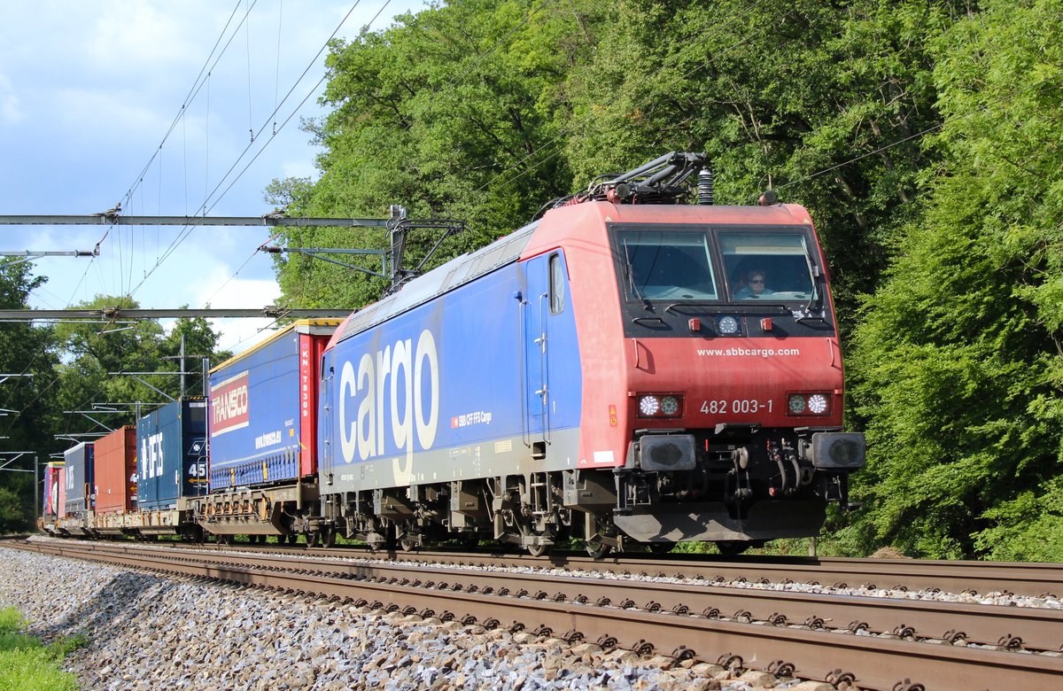 Streckenunterbruch Raststatt:
Diese SBB Re 482 Re im Bild ist eine der vielen Güterzugsumleitungen über ZH Oerlikon, Bülach, Schaffhausen und Horb. SBB Re 483 003-1 zwischen Bülach und Rheinfelden. Sonntag, 20. August 2017
