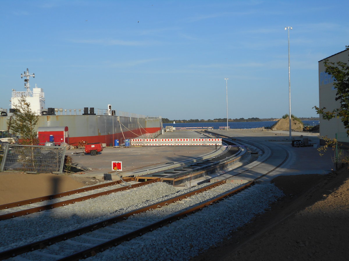 Streckenverlauf zum Kai im Stralsunder Frankenhafen am 22.August 2018.
