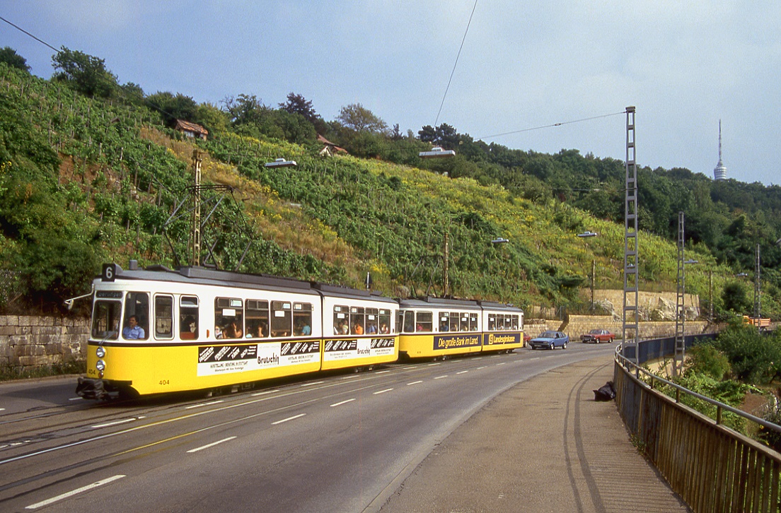 Stuttgart 404 + 629, Weinsteige, 04.09.1987.