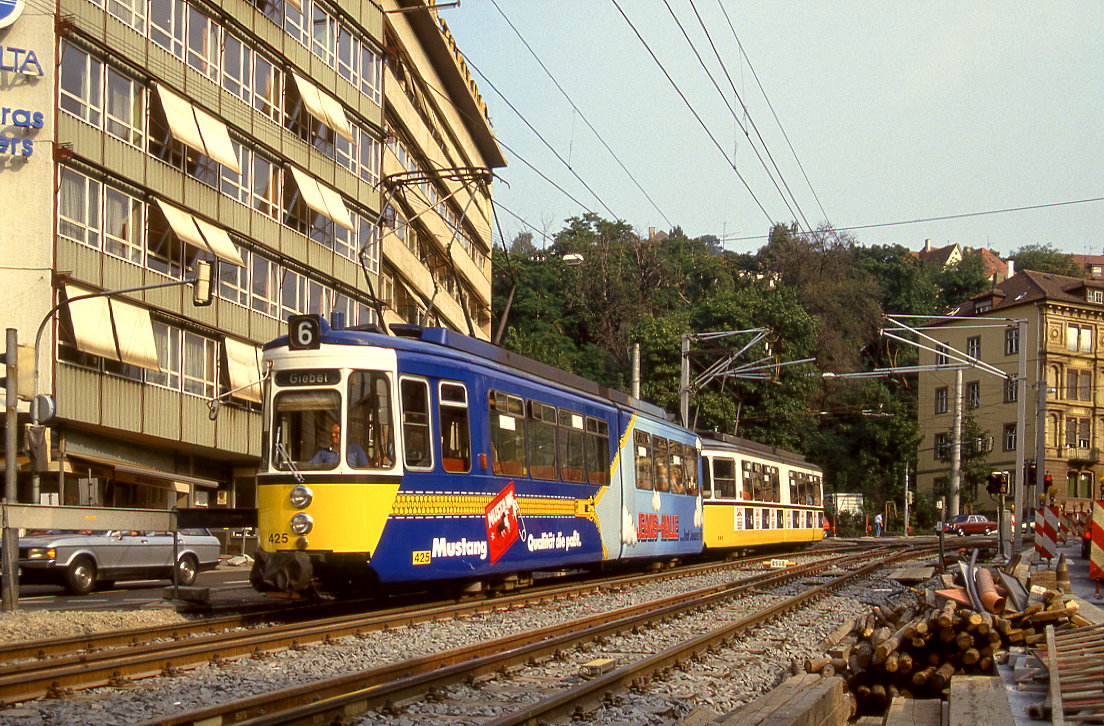 Stuttgart 425 + 545, Hohnheimer Straße, 04.09.1987.