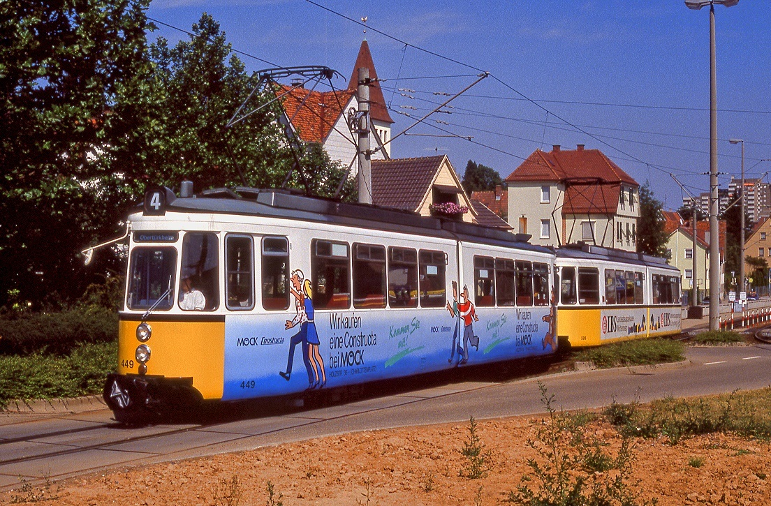 Stuttgart 449 + 595, Botnang, 26.08.1991.
