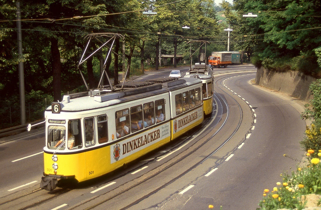 Stuttgart 501 + 601, Weinsteige, 04.09.1987.
