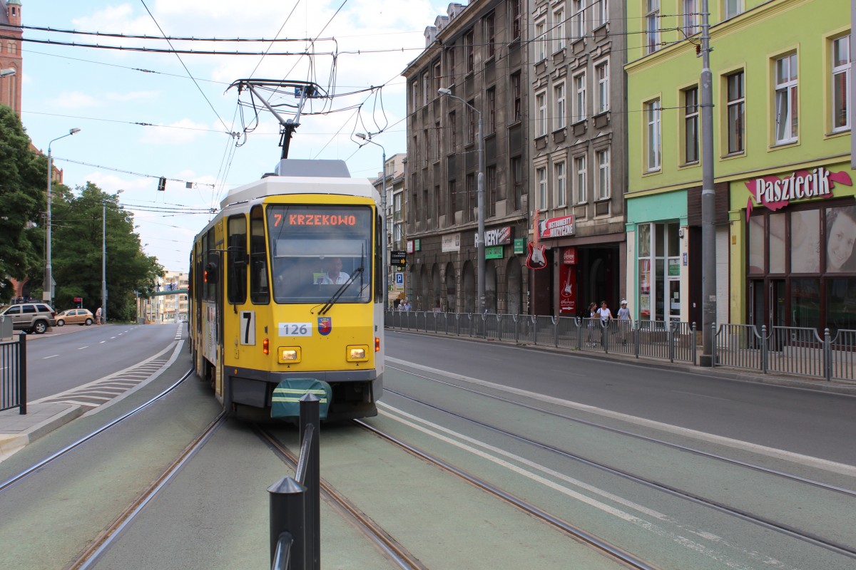 Szczecin / Stettin SL 7 (KT4Dt 126, ex-BVG 7032) ks. Kard. Wyszynskiego am 17. Juli 2013.
