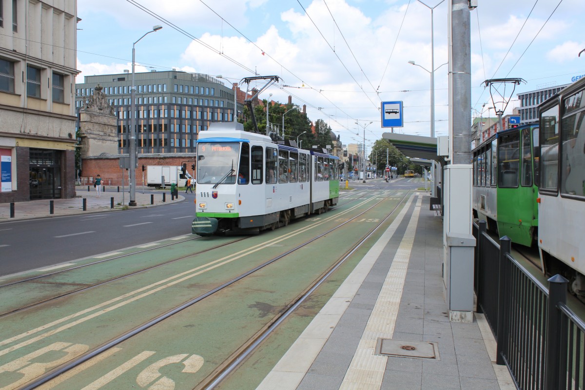 Szczecin / Stettin SL 9 (KT4Dt 111, ex-BVG 7039) aleja 3 Maja am 17. Juli 2013.