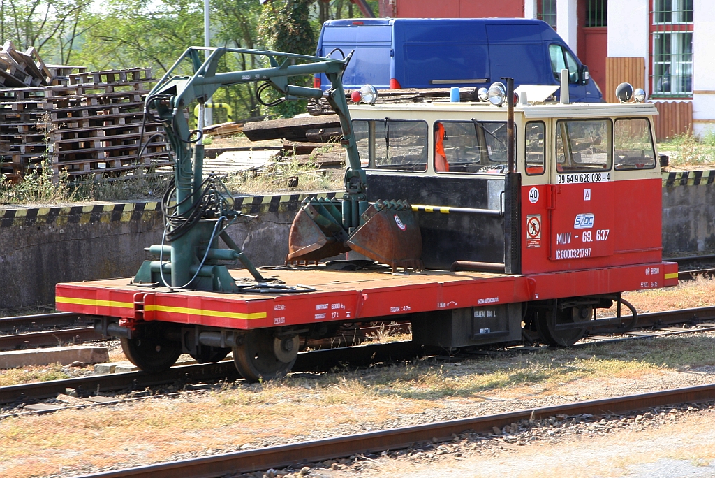 SZDC 99 54 9628 098-4 (MUV 69. 637) am 18.August 2018 im Bahnhof Moravske Branice.