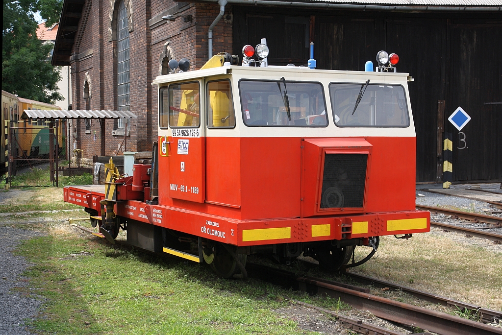 SZDC 99 54 9628 125-5 (MUV 69.1 1189) im Bahnbetriebswerk beim Bahnhof Kromeriz am 06.Juli 2019.