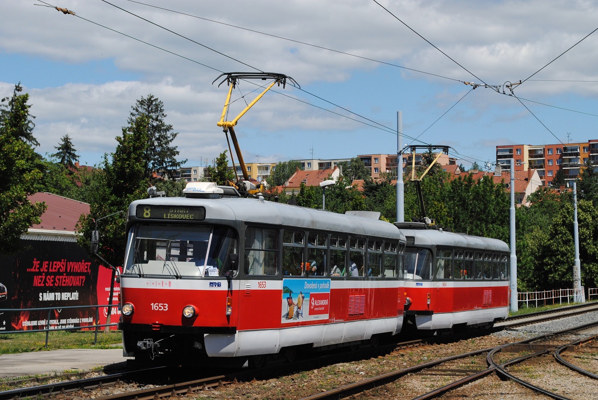 T3R.PV 1653 + 1654 im Bereich der Zwischenendstelle Smermova. (30.06.2018)