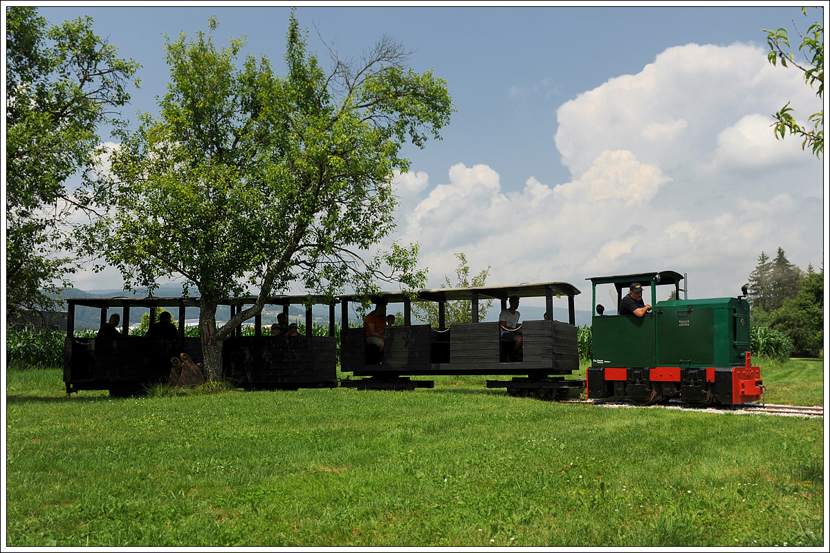 Tag der offenen Bahnhofstür bei der Stainzer Lokalbahn am 25.6.2016. Max bei einer der zahlreichen Besucherfahrten an diesem wunderschönen Tag. 