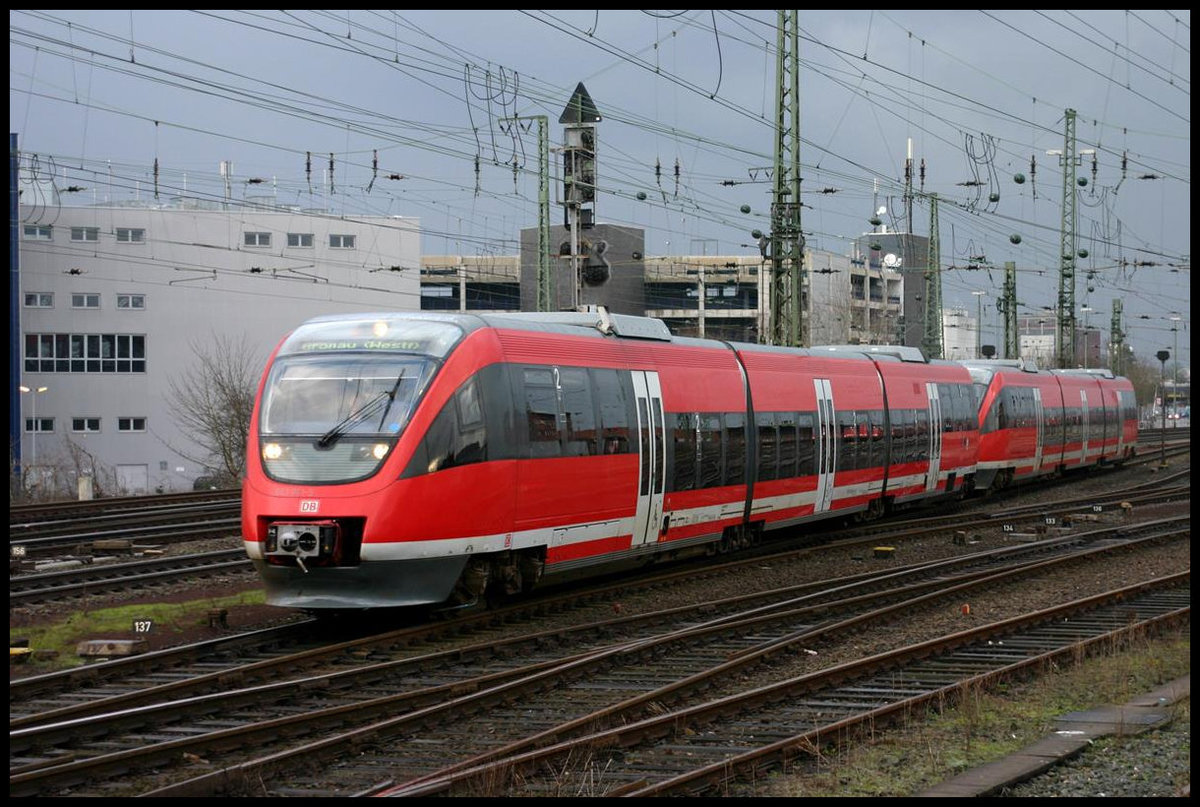 Talent 643061 fährt hier am 12.2.2007 um 16.12 Uhr aus der Bereitstellung zum HBF Münster, um dann als RB nach Gronau weiter zu fahren.