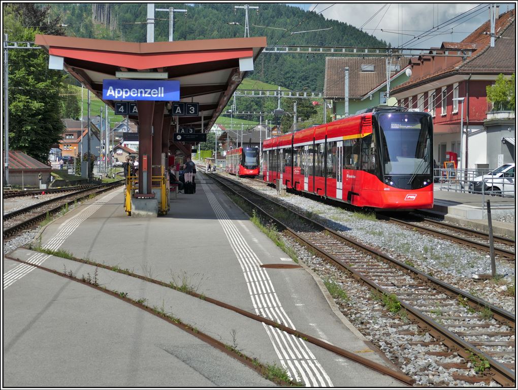 Tango 4111 und 4102 der St.Galler Linie in Appenzell. (14.07.2019)