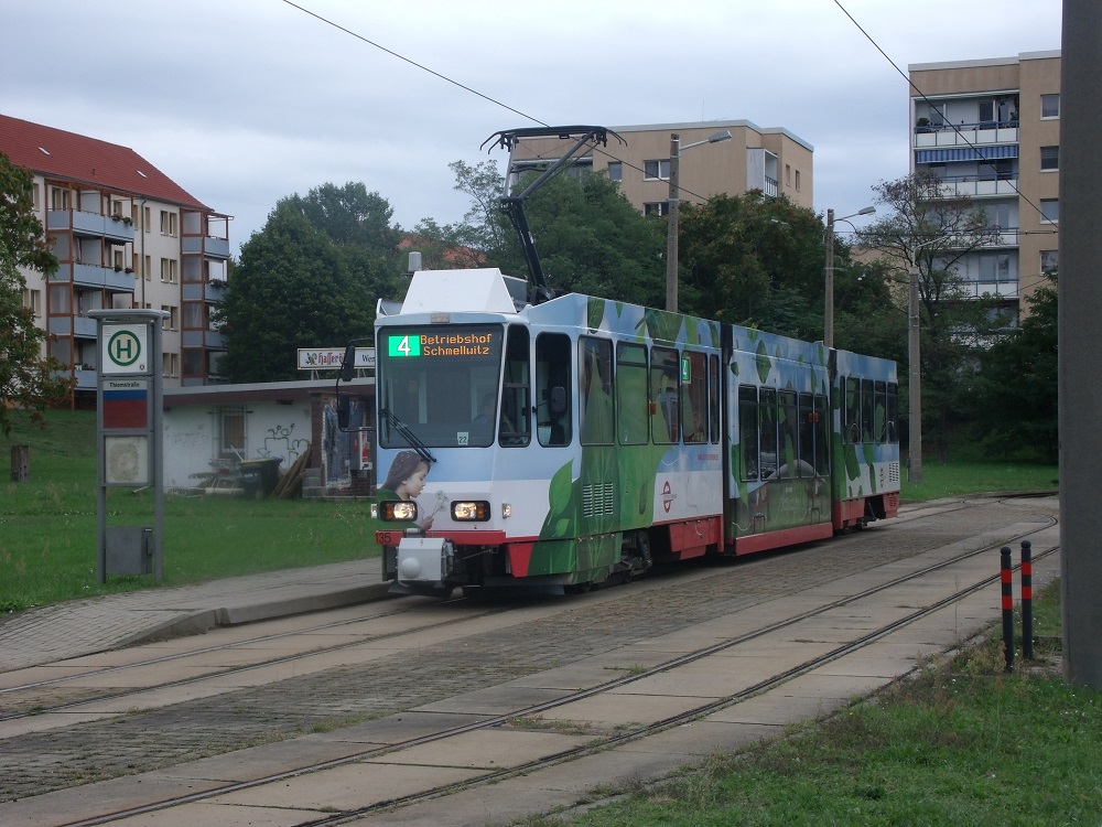 Tatra KTN6F - Tw 135 - als Linie 4 - in Cottbus, Schleife Thiemstraße - am 23-September-2015