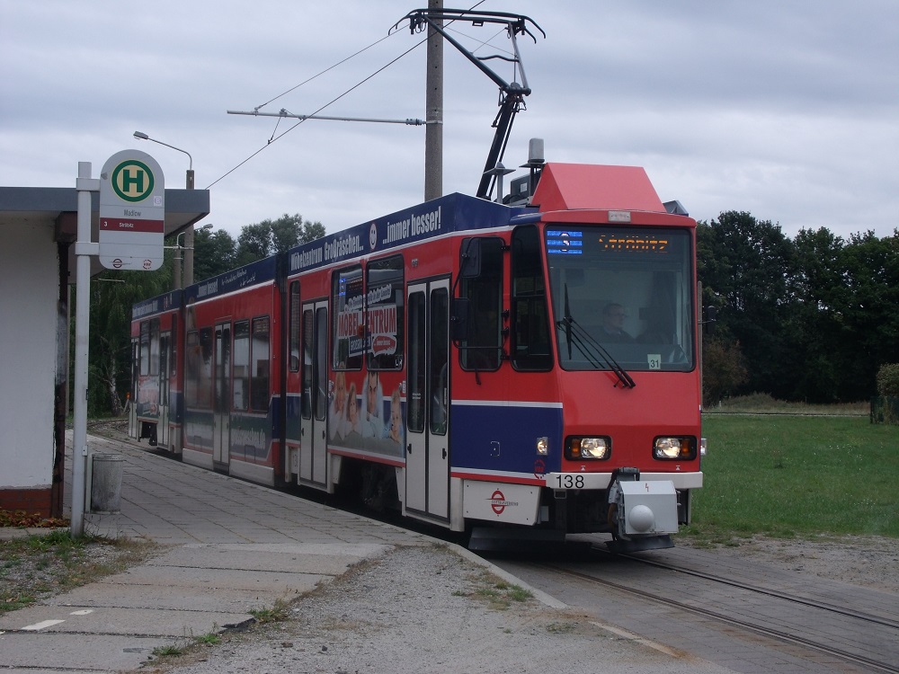 Tatra KTN6F - Tw 138 - als Linie 3 - in Cottbus, Madlow Schleife - am 23-September-2015