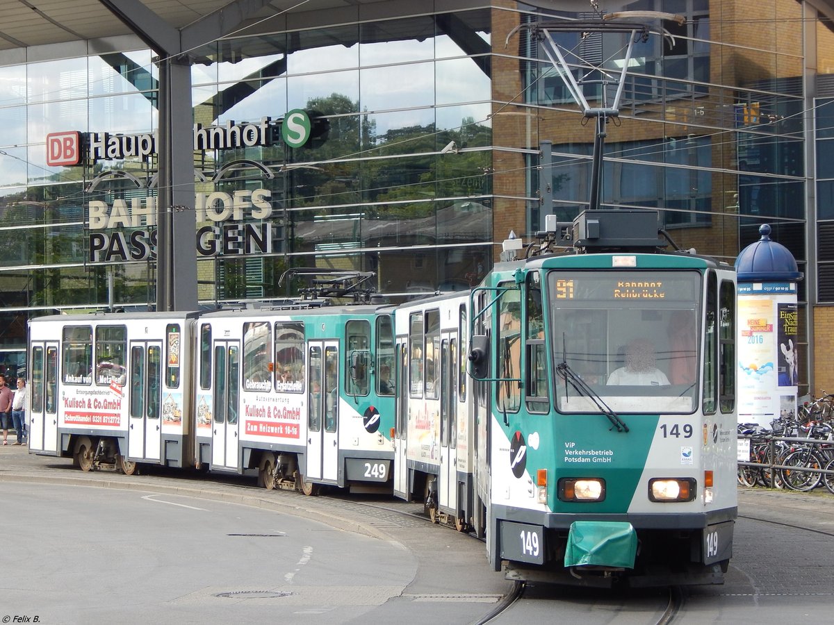 Tatra Nr. 149 und 249 der ViP in Potsdam am 10.06.2016
