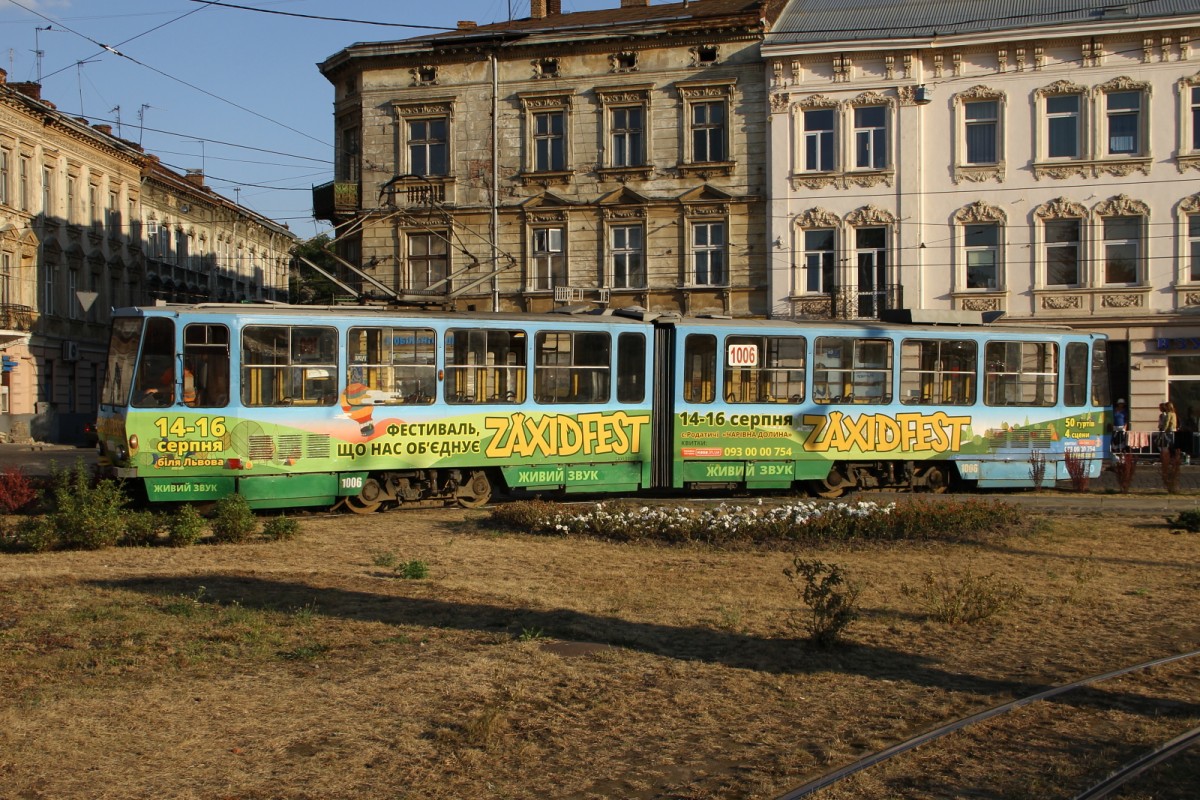 TATRA T4 mit der Nummer 1006 am 19.08.2015 in Lviv. 