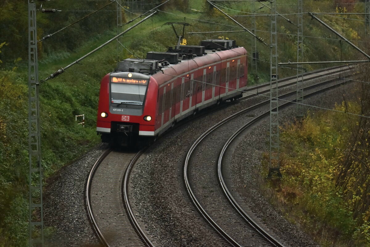 Tele auf den 425 615 bei Rockenau gen Eberbach fahrend als S2 nach Kaiserslautern.16.11.2021
