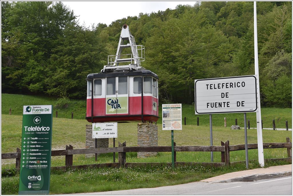 Teleférico de Fuente Dé im Nationalpark Picos de Europa im Herzen der Cordillera Cantábrica. Die Luftseilbahn führt von 1090m um 760m hinauf zur Bergstation auf 1850, von wo man einen herrlichen Blick auf die Picos de Europa 2600m hat. (24.06.2016)