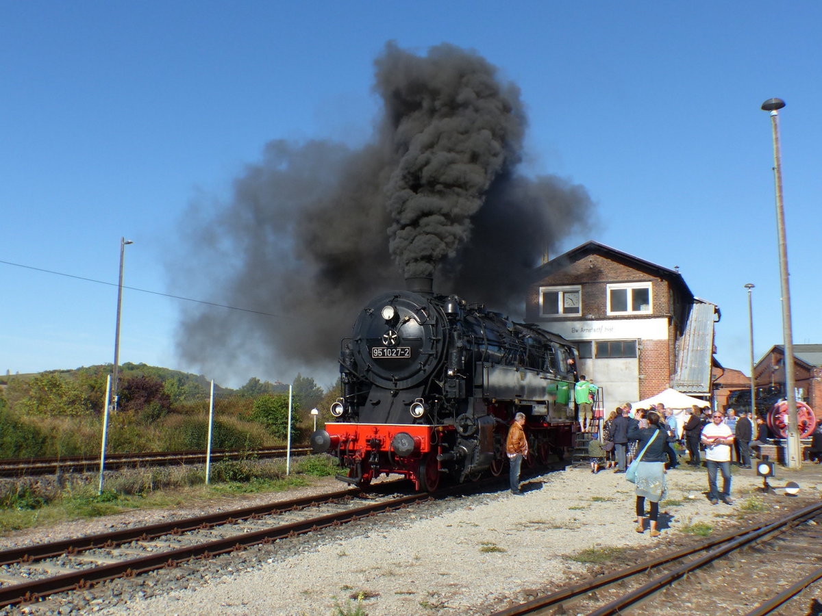 TG 50 3708 e.V. 95 1027-2 bei Führerstandsmitfahrten am 22.09.2019 zum Eisenbahnfest im Bw Arnstadt.