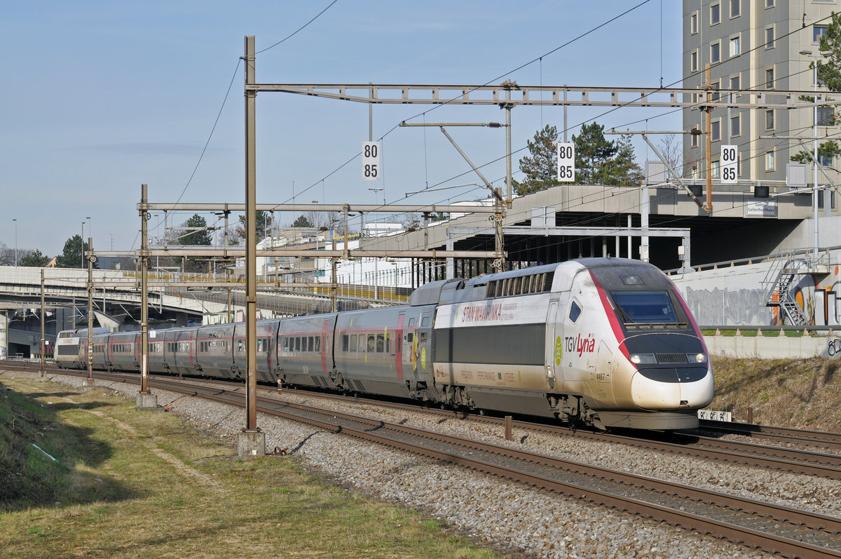 TGV 4407  Stan Wawrinka  fährt Richtung Bahnhof Muttenz. Die Aufnahme stammt vom 25.01.2018.