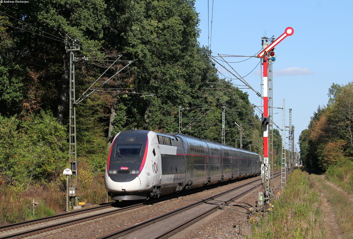 TGV 4703 als TGV 9580 (Frankfurt(Main)Hbf-Marseille-St-Charles) bei Forchheim 25.9.18