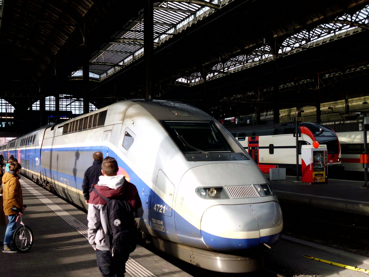 TGV-Duplex 310041 als TGV  Lyria  nach Zürich Hb, aufgenommen am 20.1.2019 in Bf. Basel SBB.