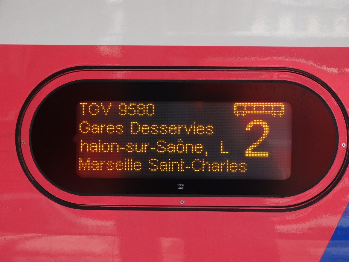 TGV Fahrtzielanzeige am 09.05.14 in Frankfurt am Main 