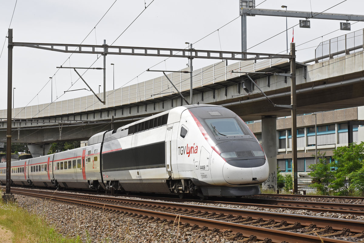 TGV Lyria 4408 fährt Richtung Bahnhof SBB. Die Aufnahme stammt vom 14.06.2019.