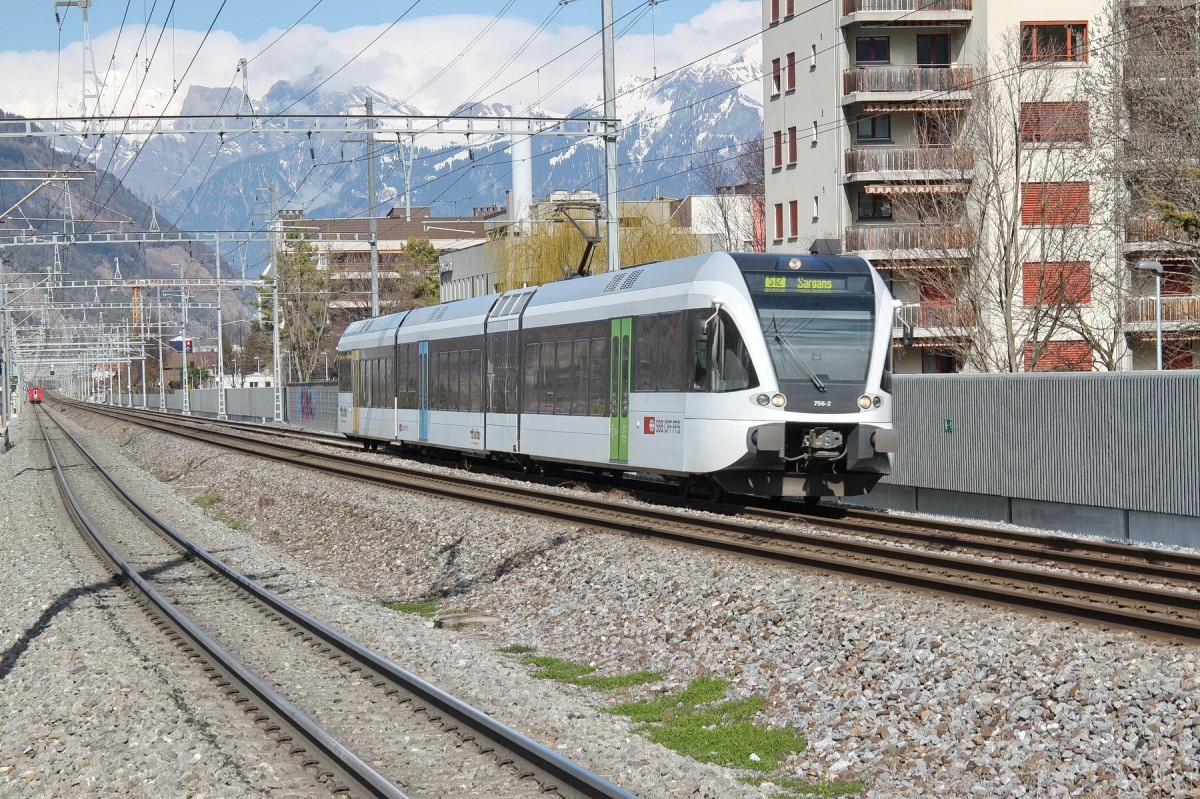 Thurbo GTW der Linie S12 Sargans-Chur-Sargans in Chur-Wiesental.27.02.14