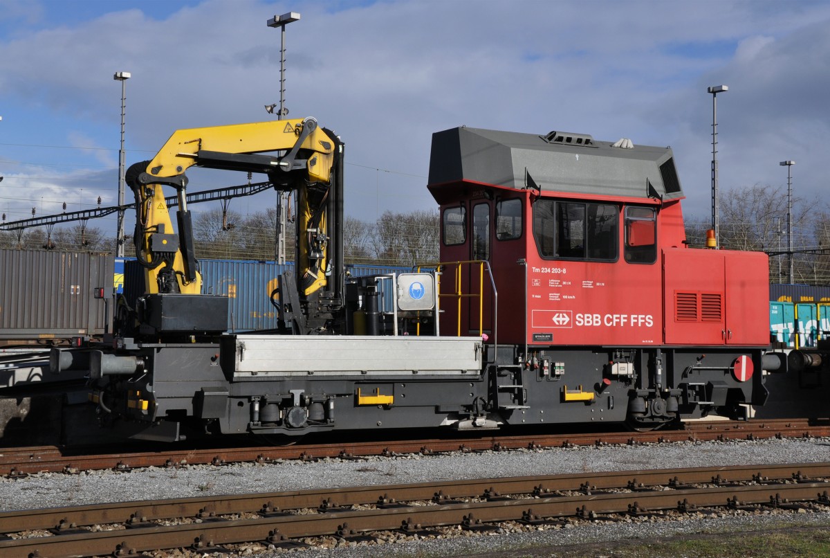 Tm 234 203-8 am Güterbahnhof Muttenz. Die Aufnahme stammt vom 27.01.2014.