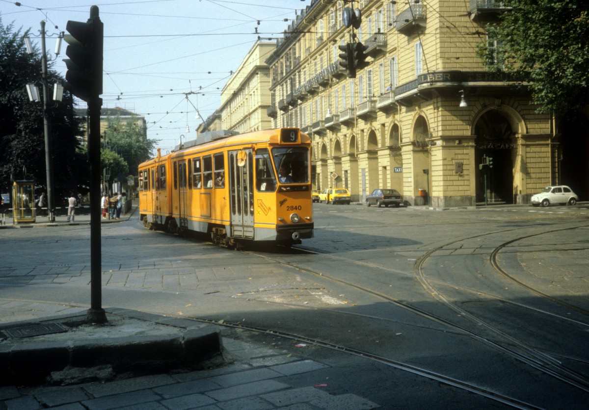 Torino / Turin ATM SL 9 (GTw 2840) Corso Vittorio Emanuele II am 5. Juli 1981.