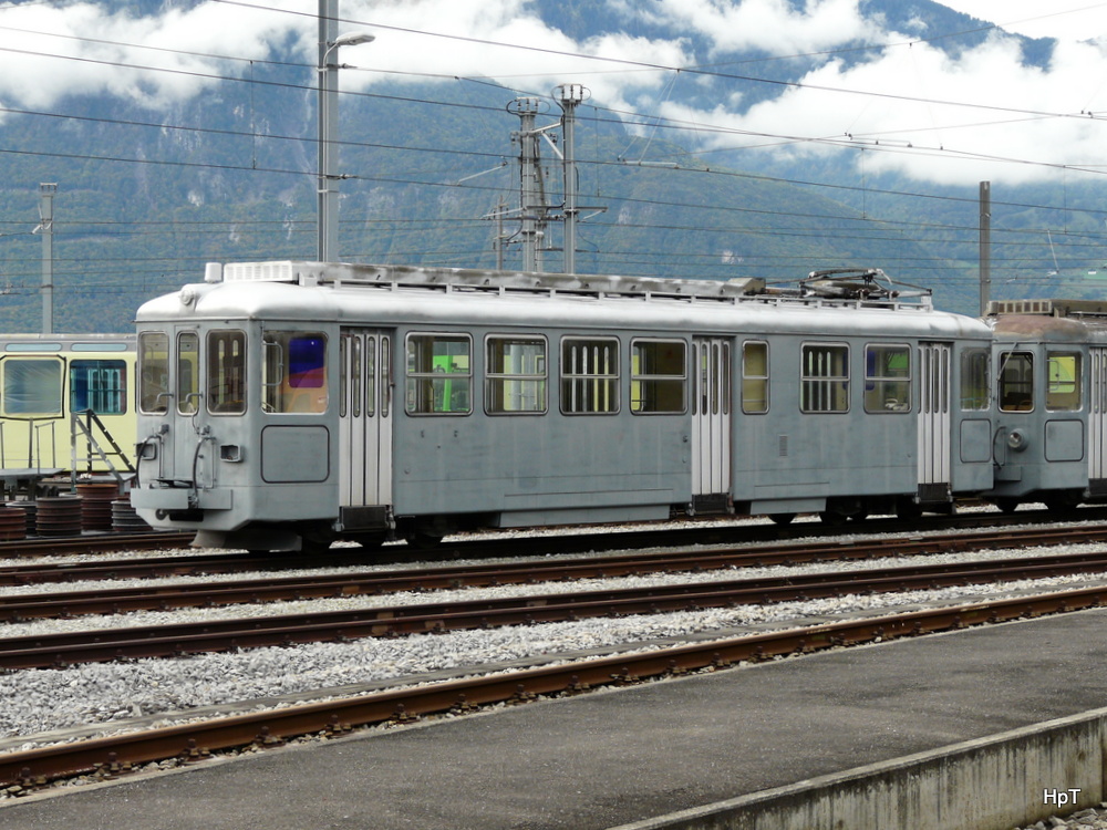 tpc / AOMC - Triebwagen Be 4/4 105 im Areal der tpc Werksttte in Aigle am 16.10.2013