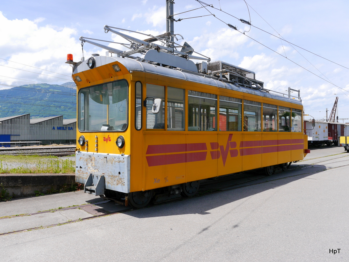 tpc / BVB - Dienstfahrzeug Xe 4/4 1501 abstellt in Bex beim Bahnhof am 31.05.2015