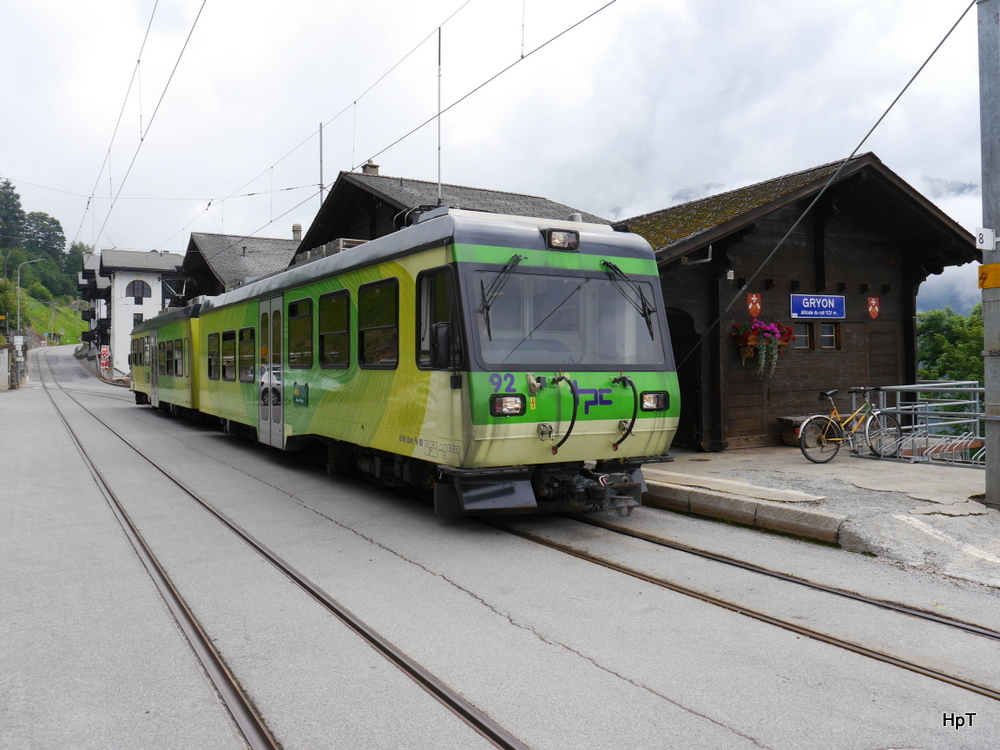 tpc / BVB - Triebwagen Beh 4/8 92 im Bahnhof von Gryon am 27.07.2014