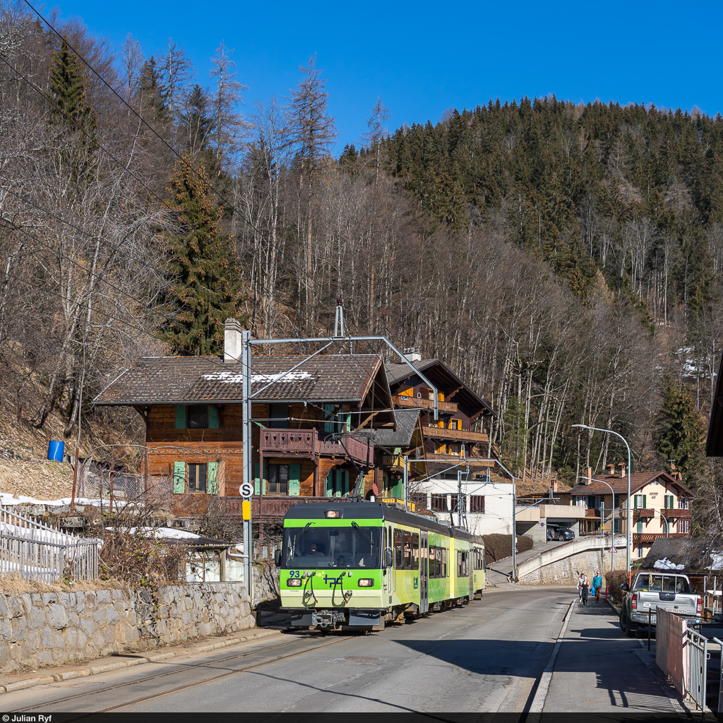TPC-BVB BDeh 4/8 93 als Regio Bex - Villars-sur-Ollon am 21. Februar 2021 bei Arveyes.