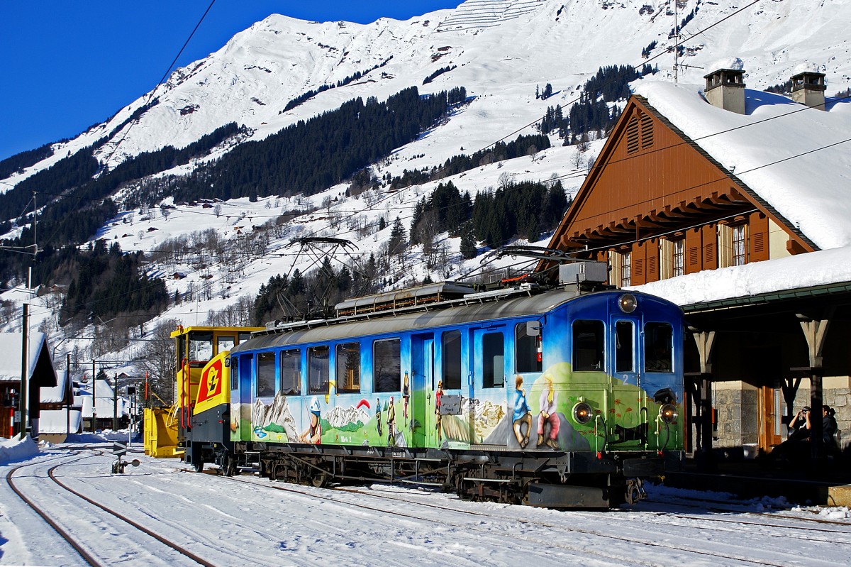 TPC/ASD: Schneeräumungszug mit dem BDe 4/4 2 (1913/41) in Les Diablerets am 22. Dezember 2008.
Foto: Walter Ruetsch