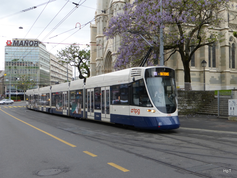 TPG - Be 6/10  1813  unterwegs auf der Linie 15 in der Stadt Genf am 09.05.2014