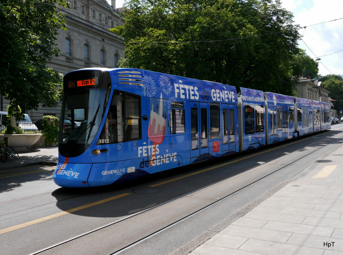 tpg - Tram Be 6/10 1812 unterwegs auf der Linie 12 in der Stadt Genf am 03.06.2017