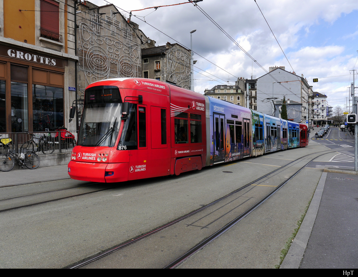 tpg - Tram be 6/8  876 unterwegs in Genf am 06.03.2020