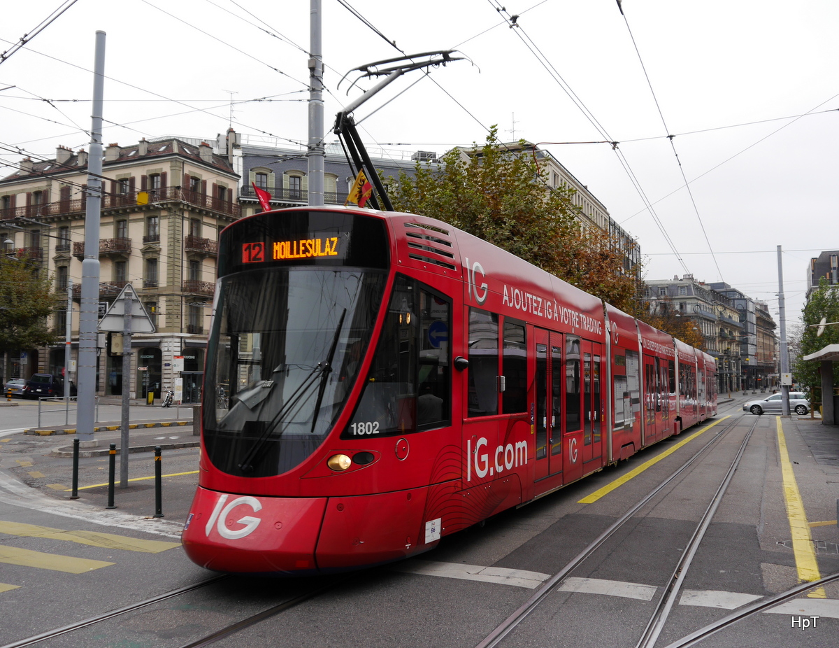 TPG - Werbetram Be 6/10  1802 unterwegs in Genf am 01.11.2015